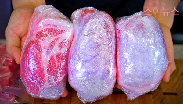 냉동 고기 소분해서 보관_출처:유튜브 정육왕