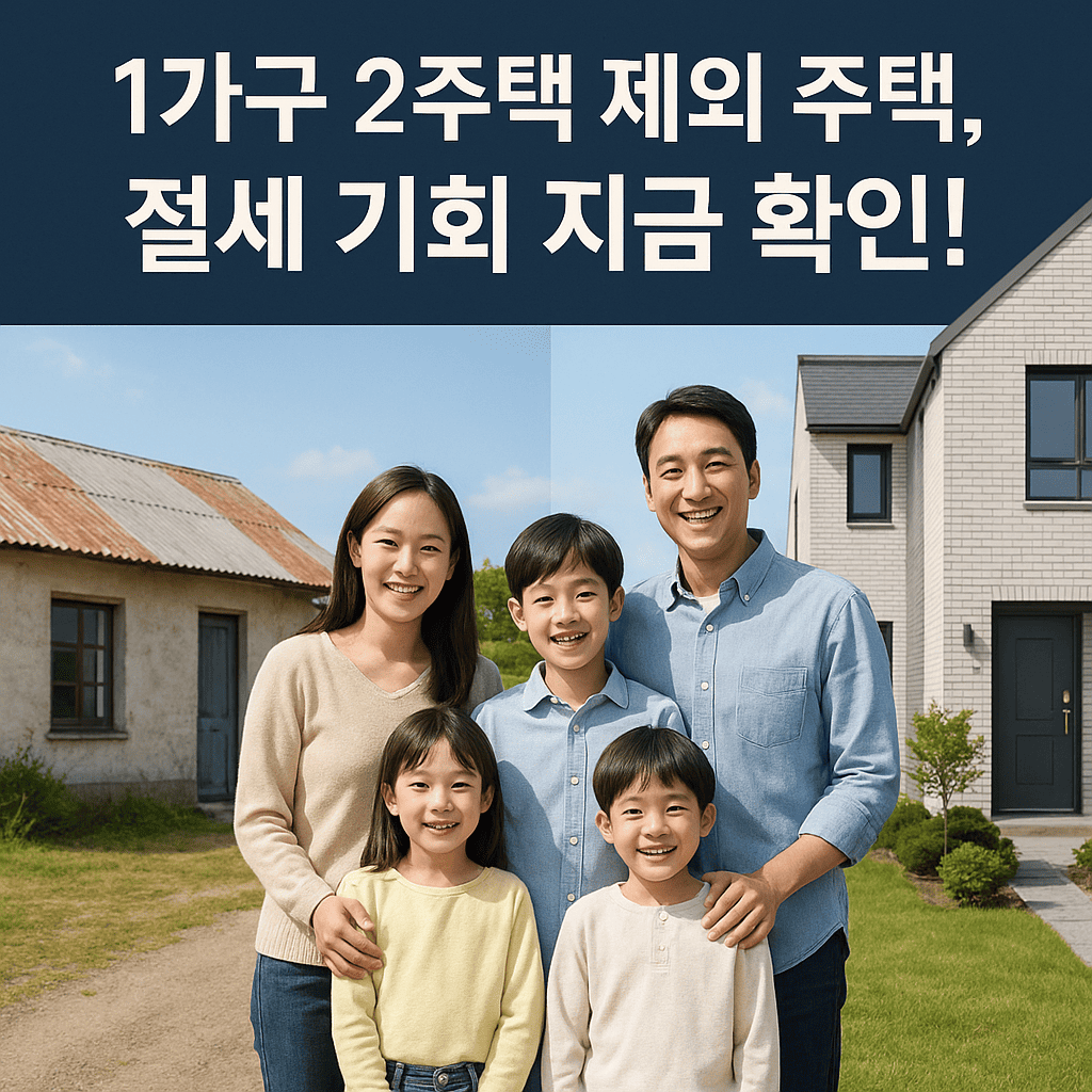 1가구 2주택 제외 주택, 절세 기회 안내 가족과 농어촌주택·도시주택 비교 이미지