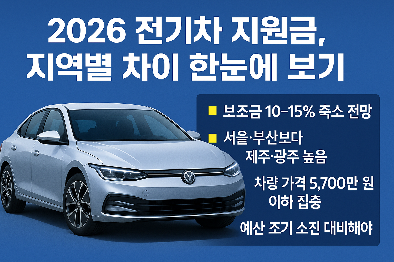 2026 전기차 지원금, 지역별 차이 한눈에 보기 — 서울·부산·제주 보조금 비교와 주요 변화 요약
