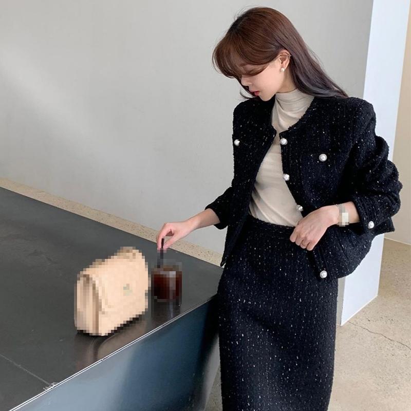 스타일 중년 여성 이하늬 상의 하의 치마 정장 트위드 투피스 세트 여자면접복장 여우팀장