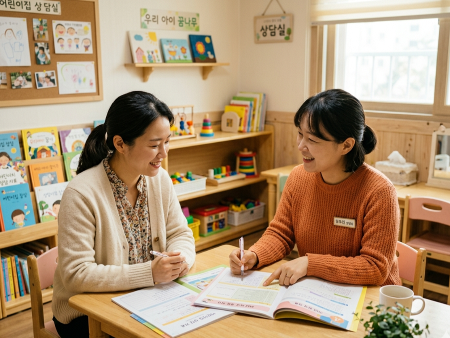 보육비 절감으로 행복한 가족의 경제 생활 모습