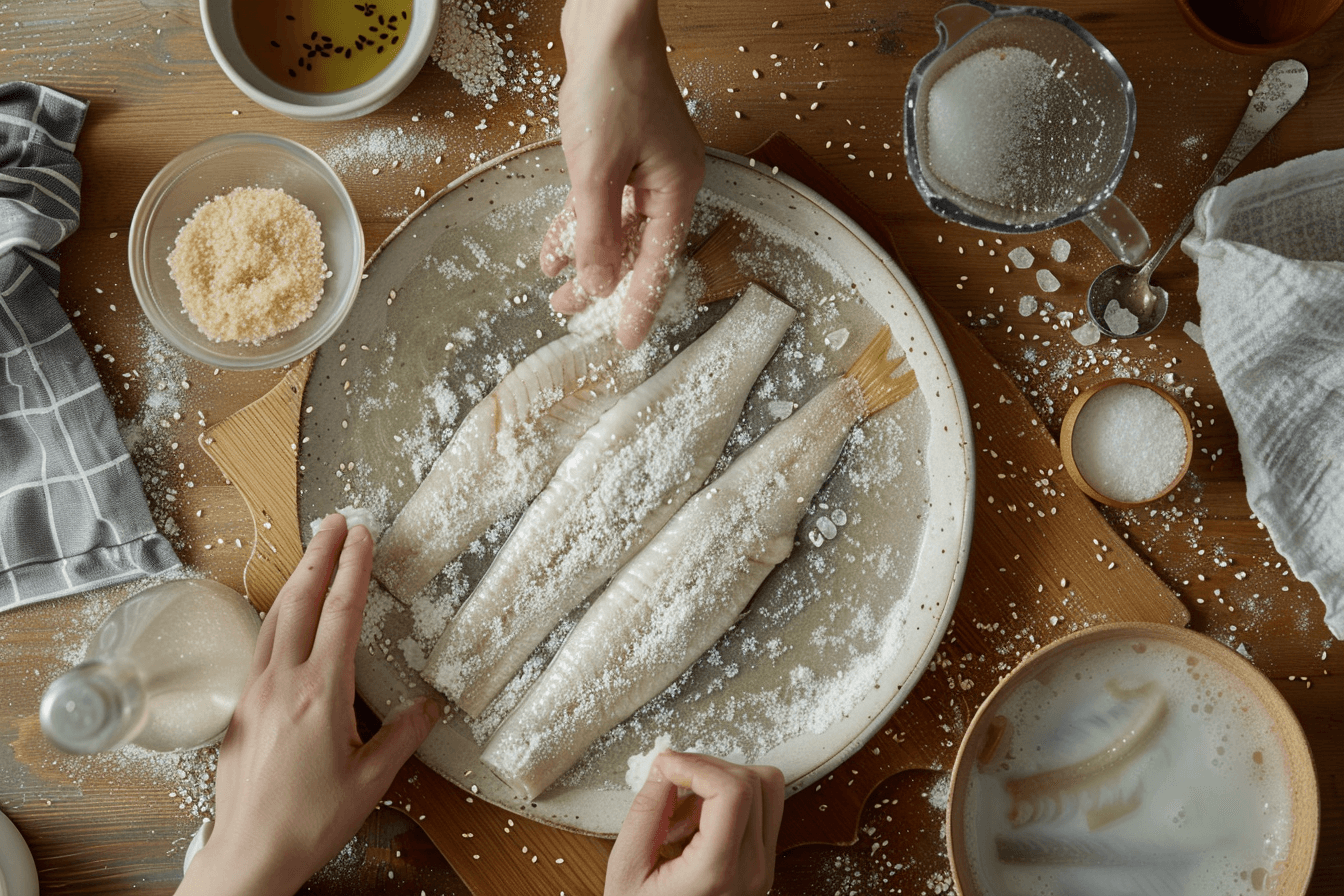 식재료를-장어에-뿌리고-있는-장면