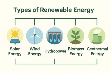 재생 에너지의 유형.