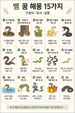 뱀 꿈 해몽 15가지! 구렁이·독사·실뱀 꿈해몽 이미지