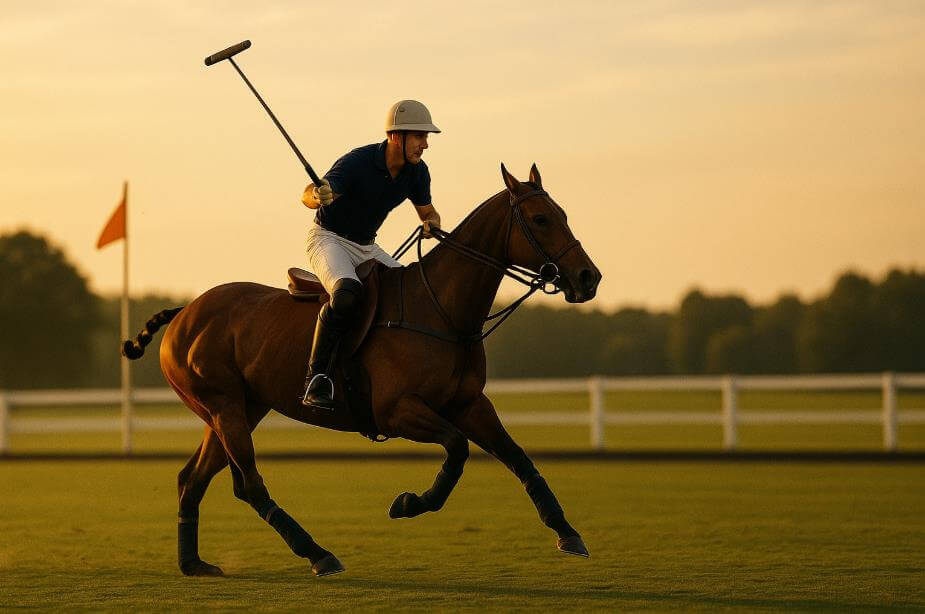 폴로 로고의 기원이 된 신사적인 폴로 경기를 상징하는 장면