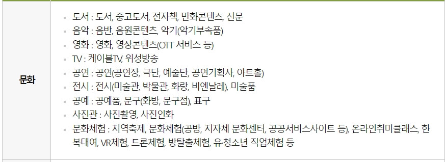 문화누리카드 사용처