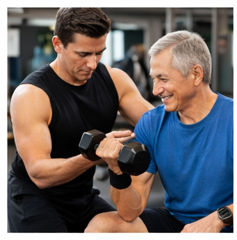 PT에게 운동자세 교정 받는 시니어