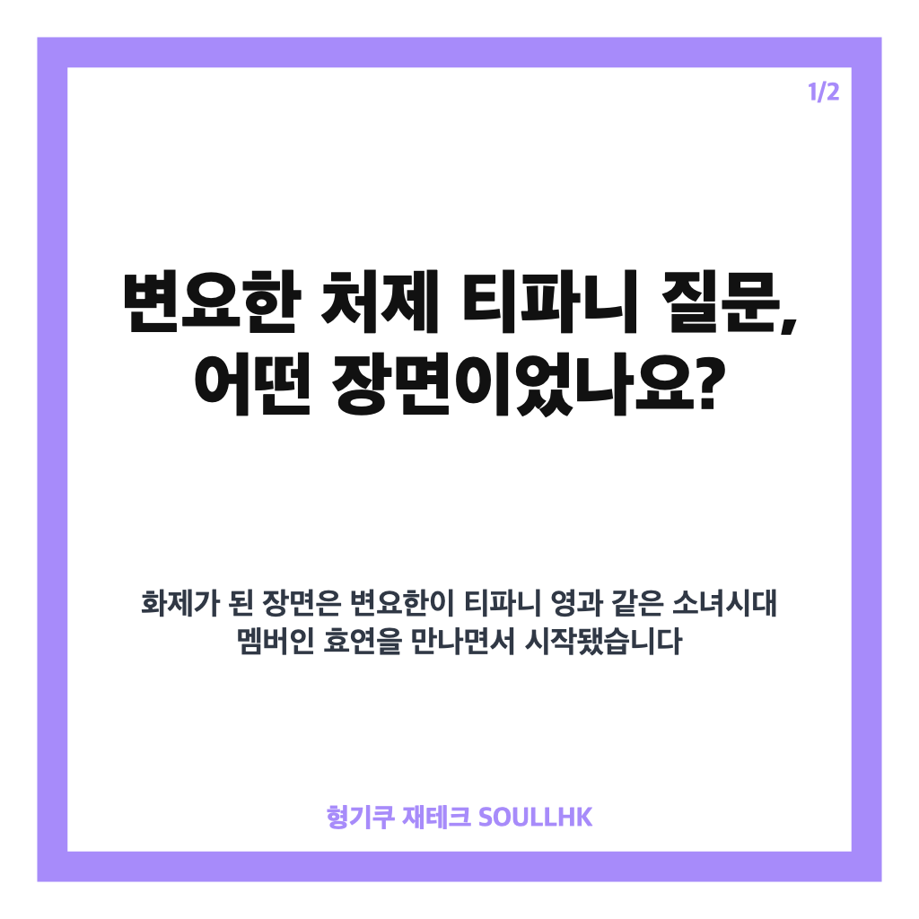 변요한 처제 티파니 질문, 효연의 기습 질문에 멈칫한 이유 카드뉴스 1