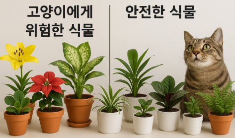고양이에게 위험 식물 과 안전 식물 사진