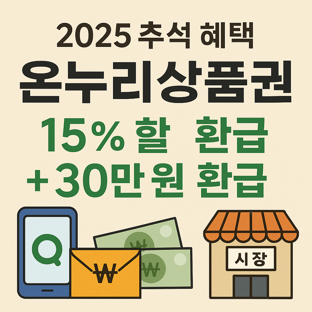 2025 추석혜택 온누리상품권 15% 할인 + 30만 원 환급
