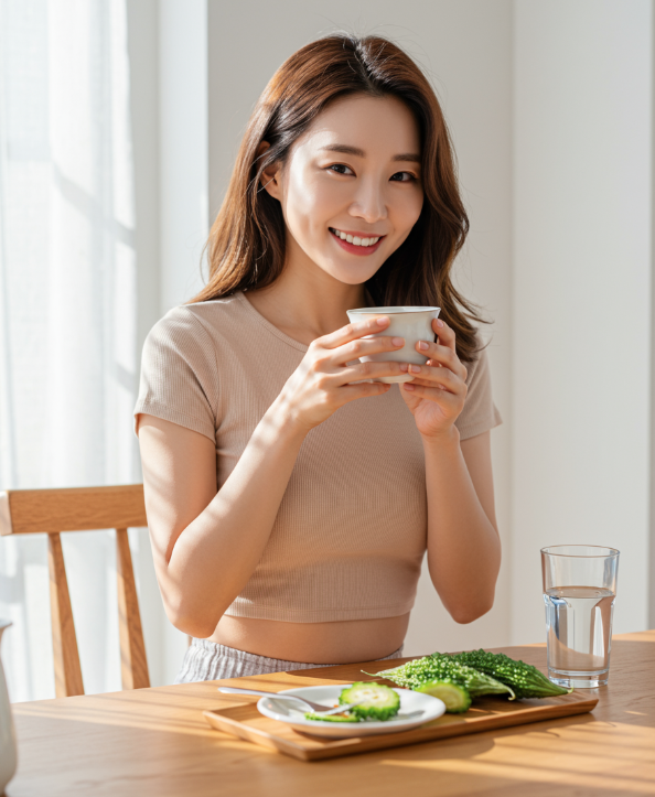 여주차를 즐기는 여성 3