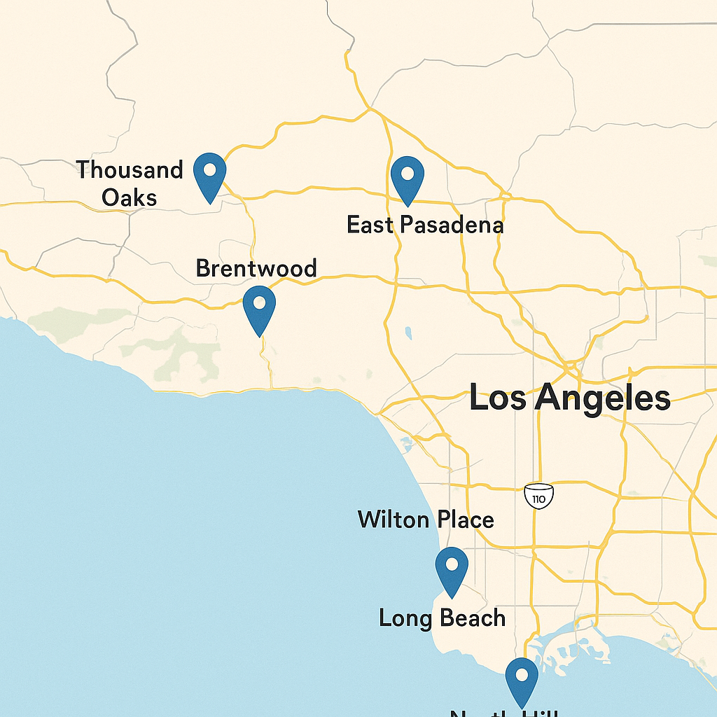 "LA 초고속 전기차 충전소 설치 예정 지역 지도"