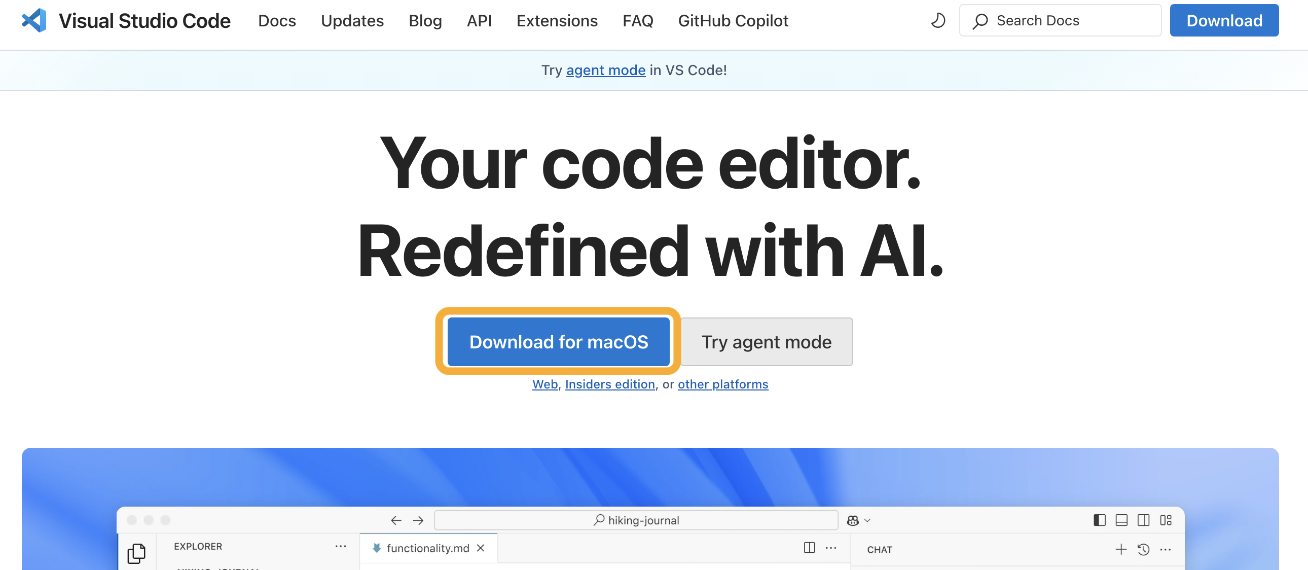 VS Code 다운로드 버튼