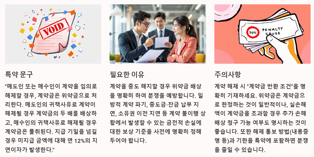 위약금 계약 해제 조건 특약