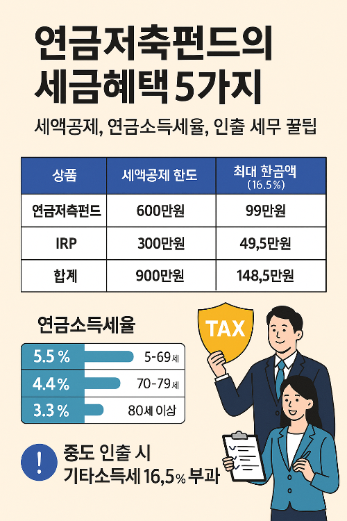 연금저축펀드 세금혜택 5가지 – 세액공제, 연금소득세율, 인출 세무 꿀팁