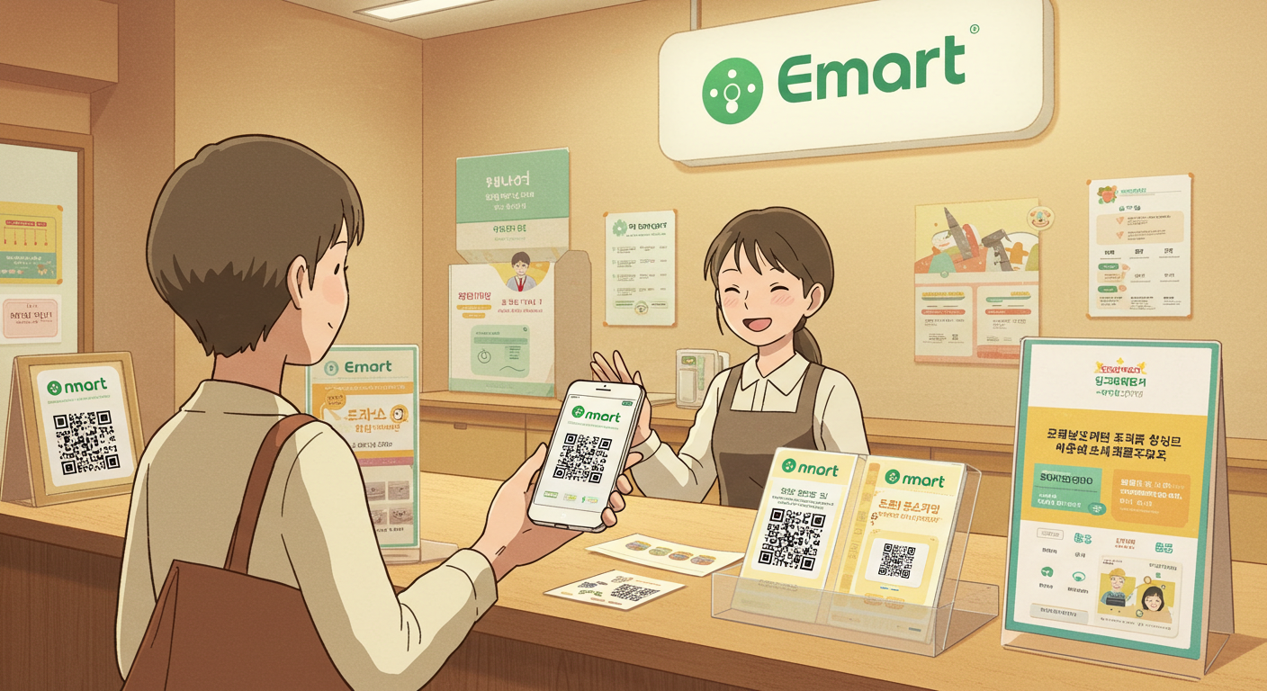 이마트 고객센터에서 모바일 상품권을 지류로 교환하는 장면