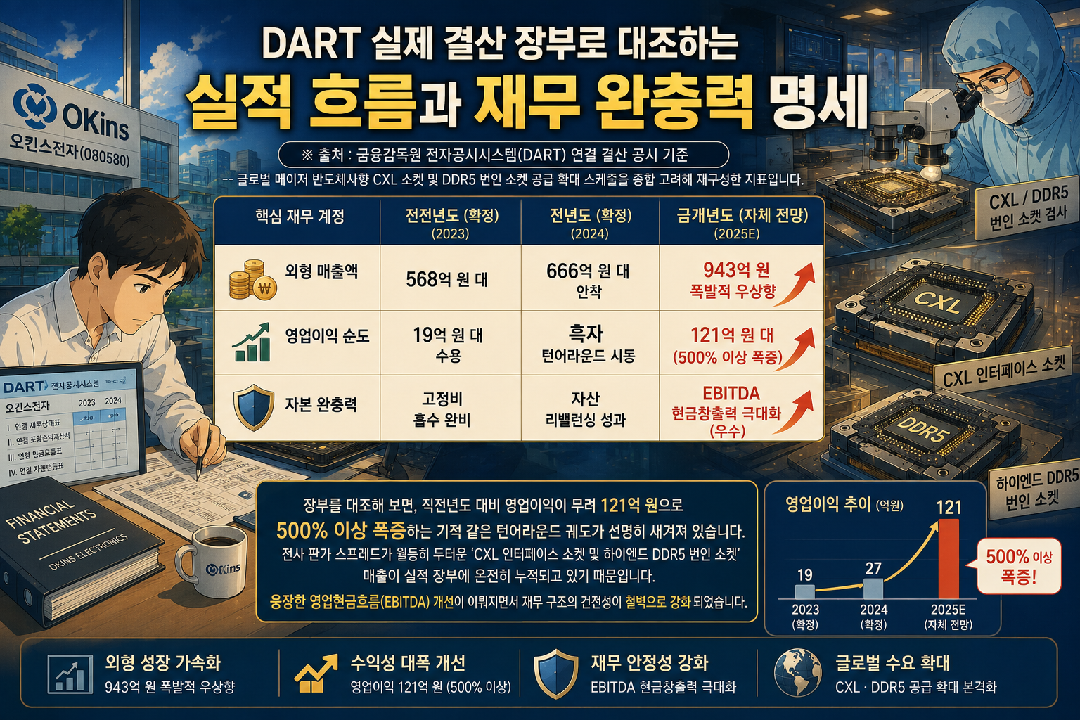 오킨스전자(080580)｜CXL과 DDR5가 강제하는 번인 소켓의 독점성 장벽과 흑자 턴어라운드 실리 리레이팅