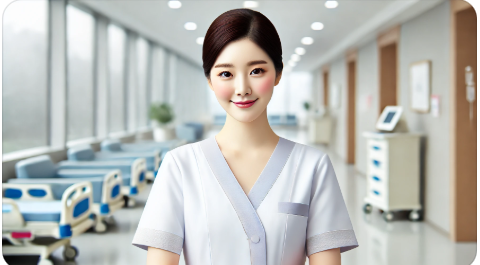 단정한 메이크업을 한 간호사의 화사한 모습