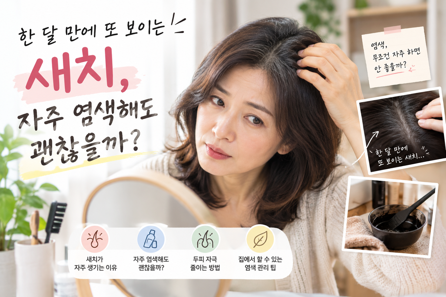 한 달만 지나면 또 새치가 보이는데 자주 염색해도 괜찮을까