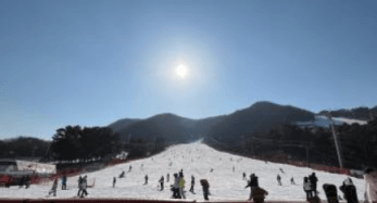 곤지암 스키장에서 스키타는 사람들