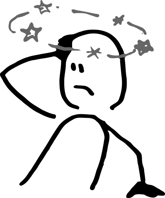 빈혈로 어지러움을 느끼고 있는 사람을 그린 그림