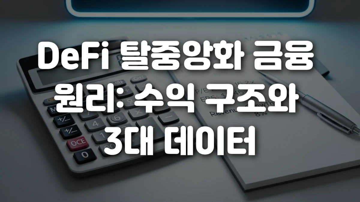 DeFi 탈중앙화 금융 원리 수익 구조와 3대 데이터