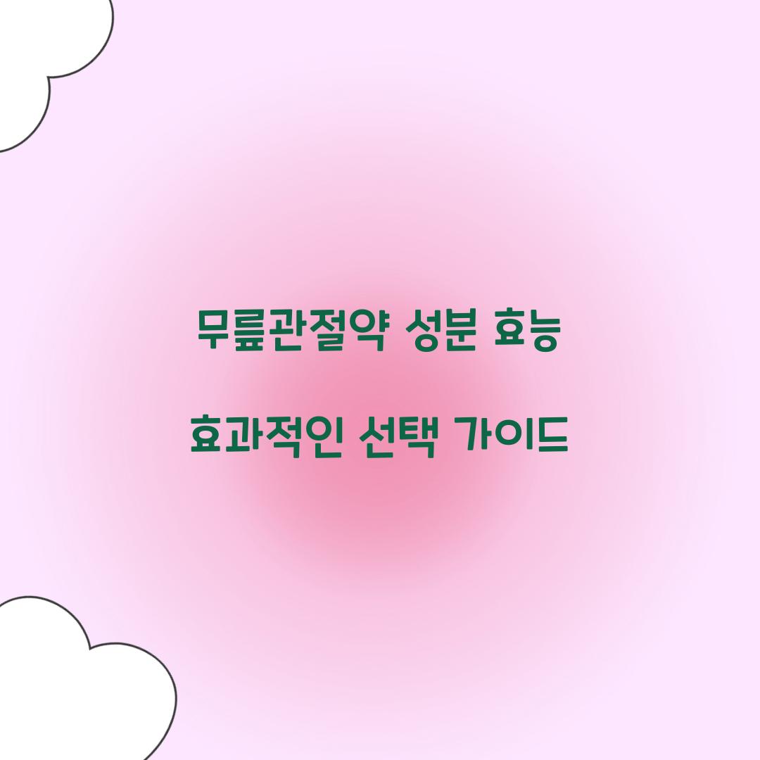 무릎관절약 성분 효능