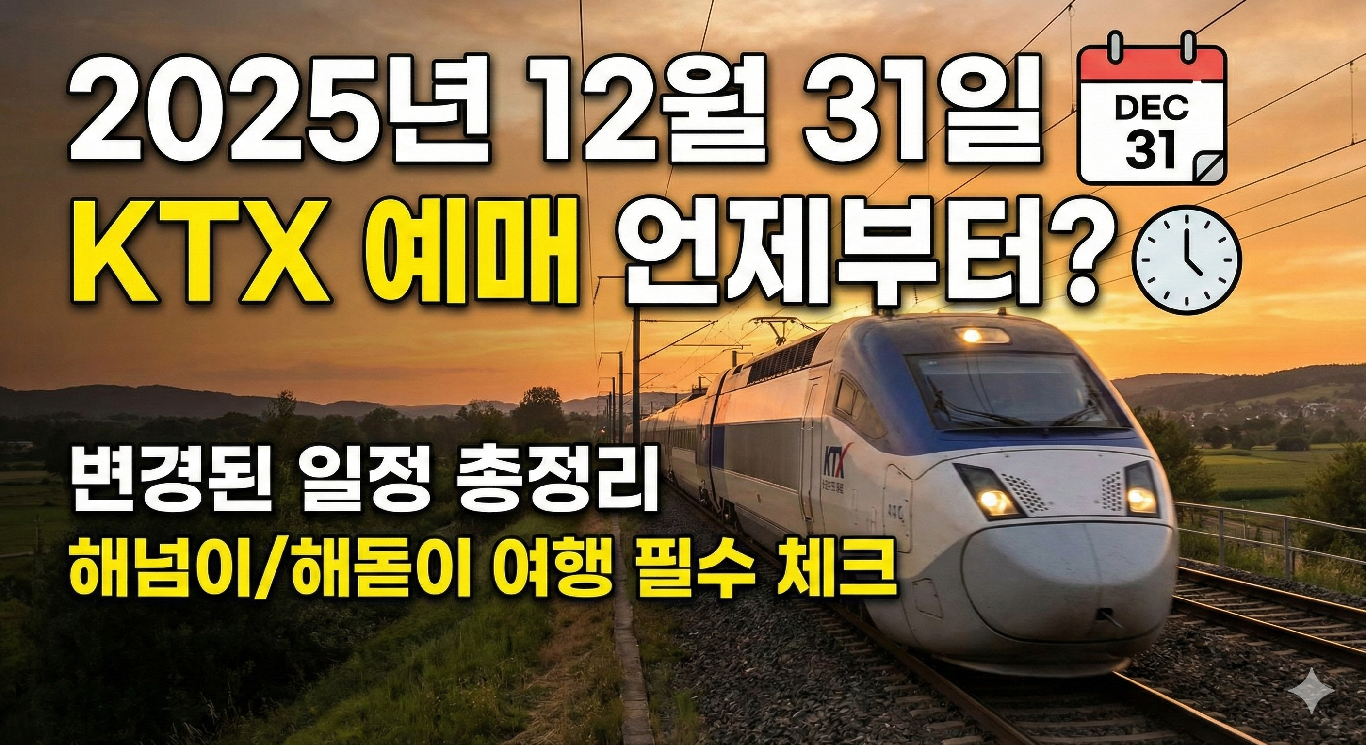 2025년 12월 31일 KTX 예매 일정