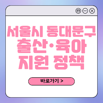 서울시 동대문구 출산 육아 혜택