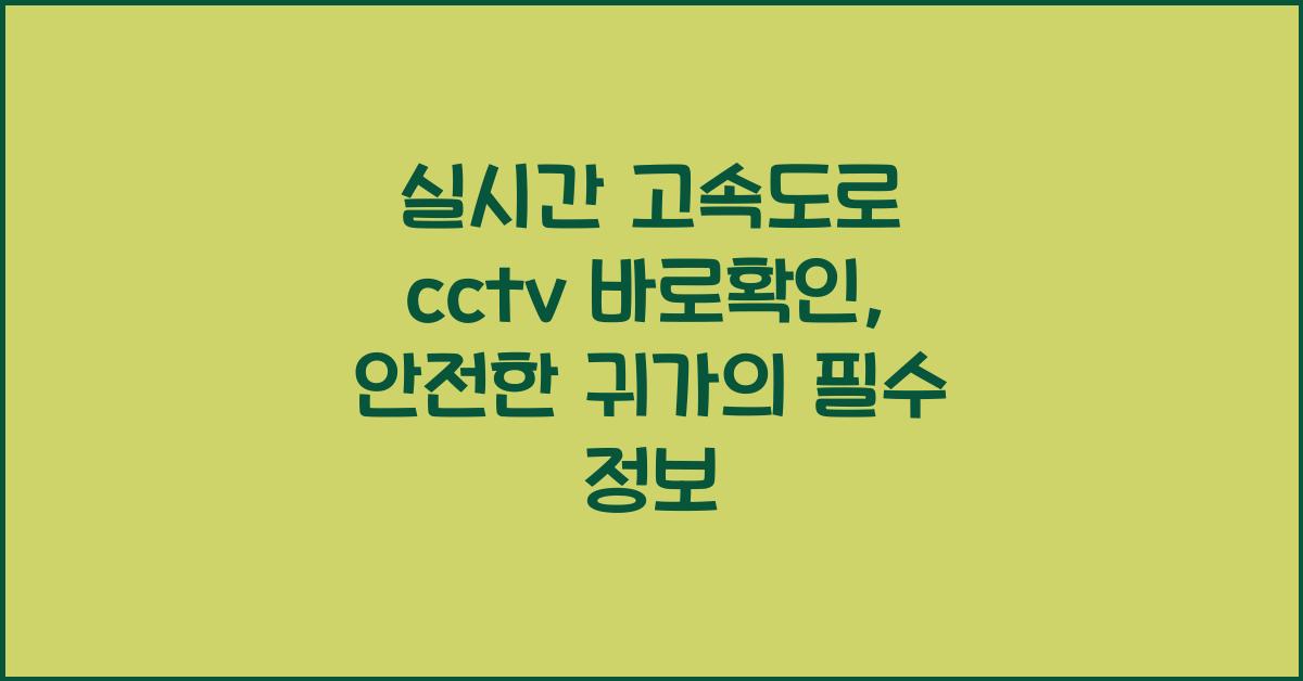 실시간 고속도로 cctv 바로확인
