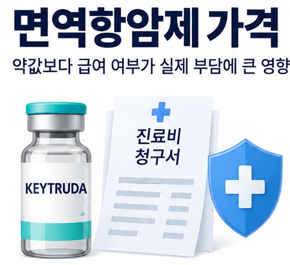면역항암제 가격과 키트루다 건강보험 급여 비급여 차이를 보여주는 암 치료비 안내 이미지