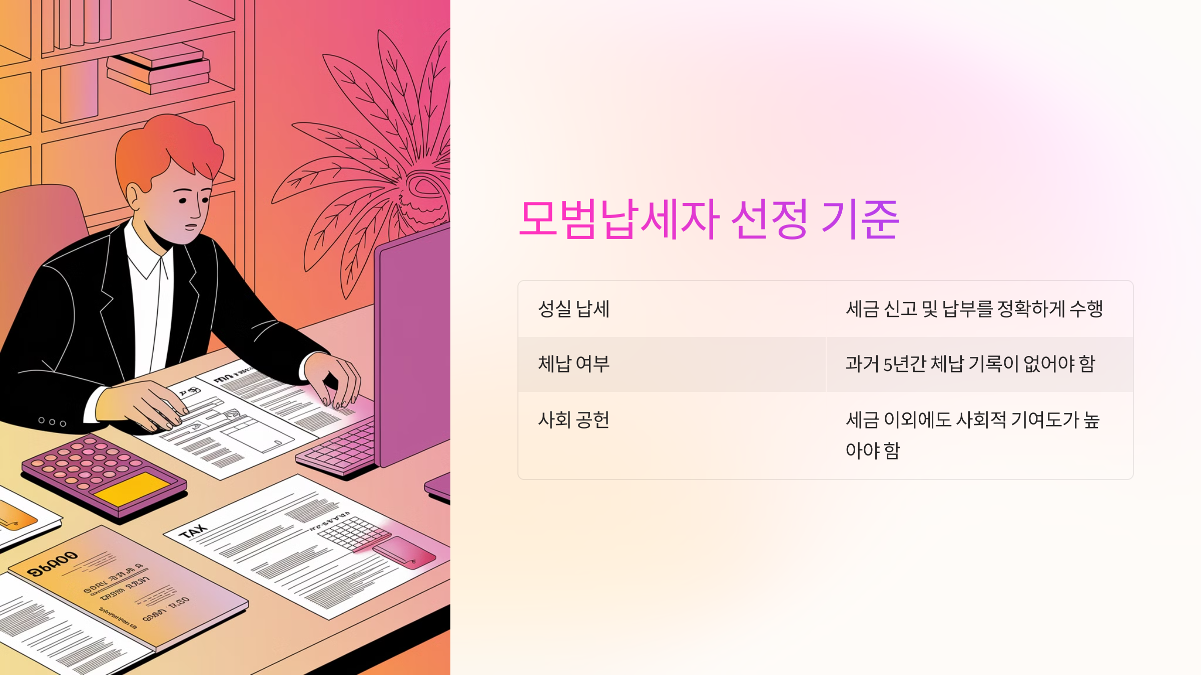 ✅ 모범납세자 선정 기준