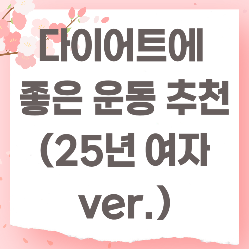 다이어트에 좋은 운동 추천 (25년 여자 ver.)