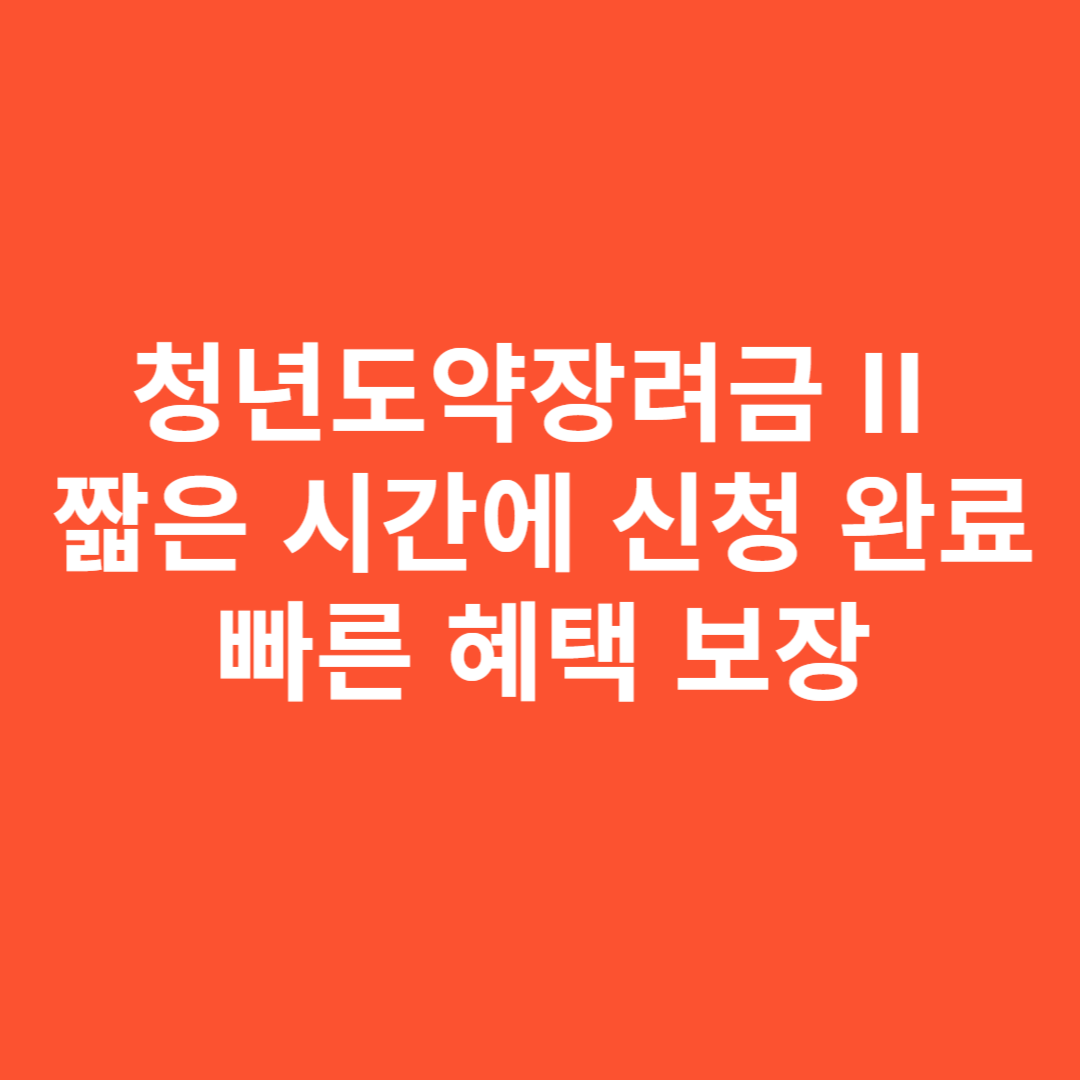청년도약장려금 II 짧은 시간에 신청 완료 빠른 혜택 보장