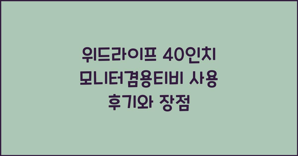 위드라이프 40인치 모니터겸용티비