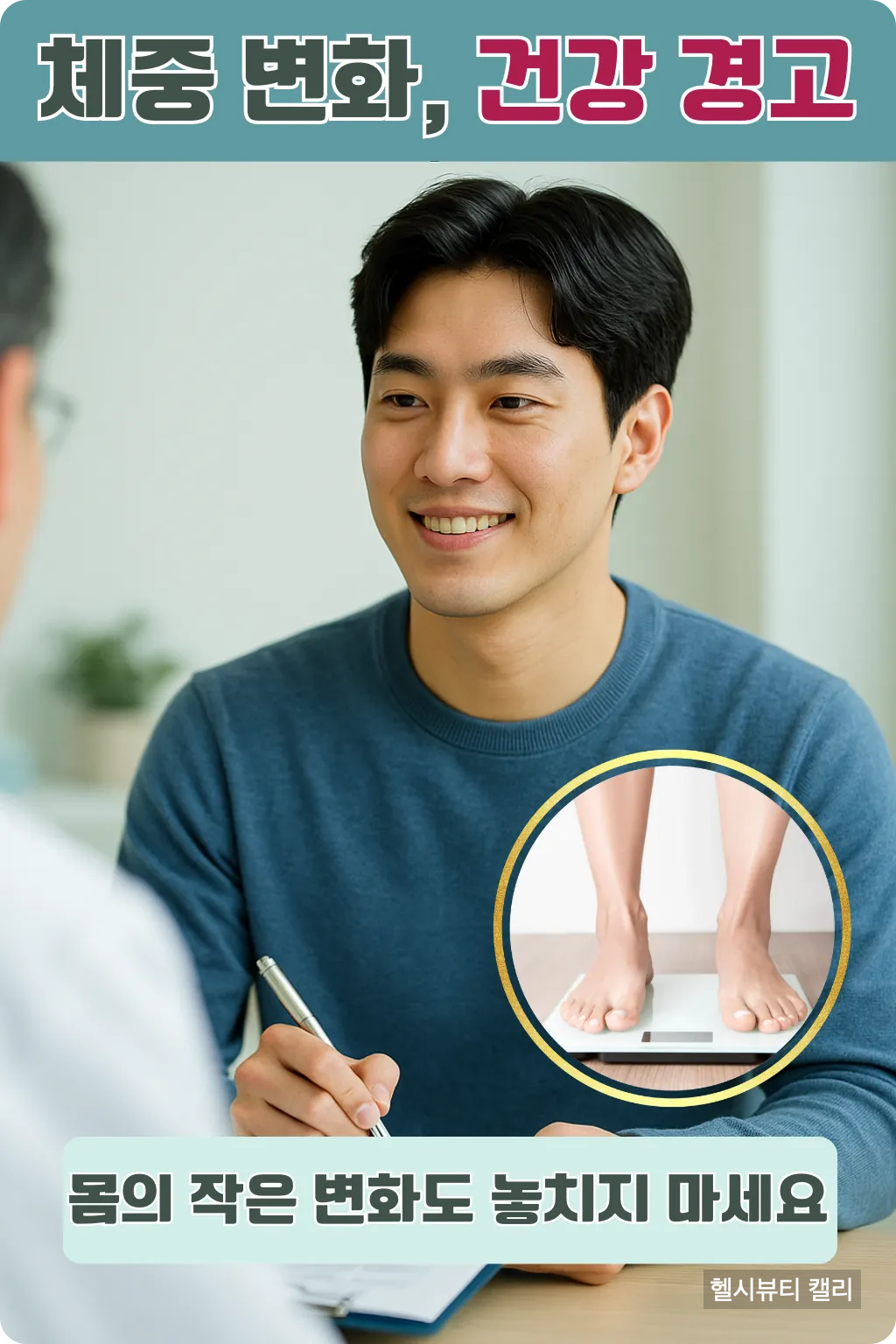 체중 변화 건강 경고 인포그래픽 - 몸의 작은 변화도 놓치지 말라는 메시지