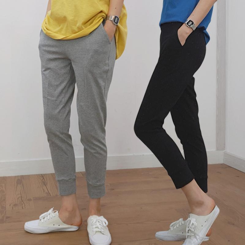 기모/면 슬림 여성 기모 조거팬츠 9부 키작녀 카고 기모바지 (28번)