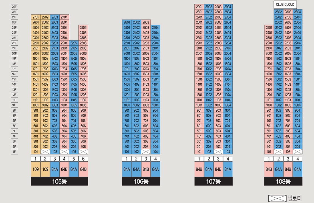 원주자이 센트로 동・호수 층별 배치도-2