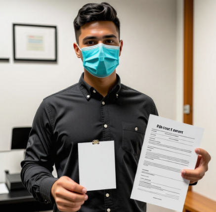 가짜 서류를 내미는 남자