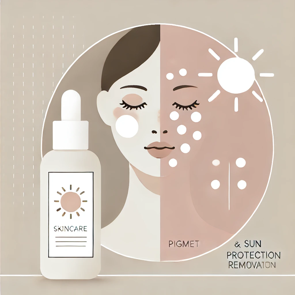 기미 및 잡티 제거를 위한 스킨케어와 자외선 차단을 상징하는 썸네일 이미지