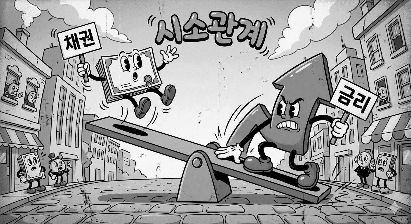 AI로 생성한 채권과 금리의 시소관계