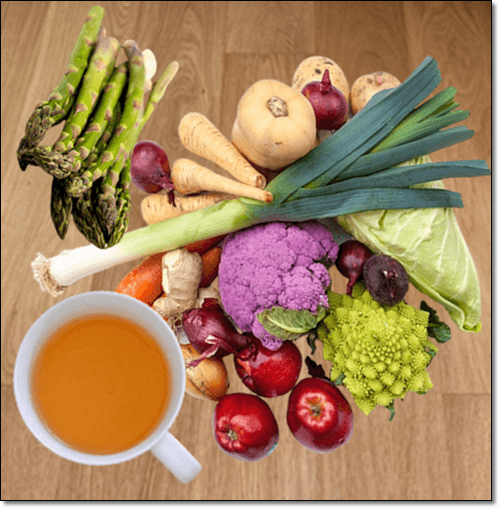 플라보노이드가 풍부한 채소와 홍차