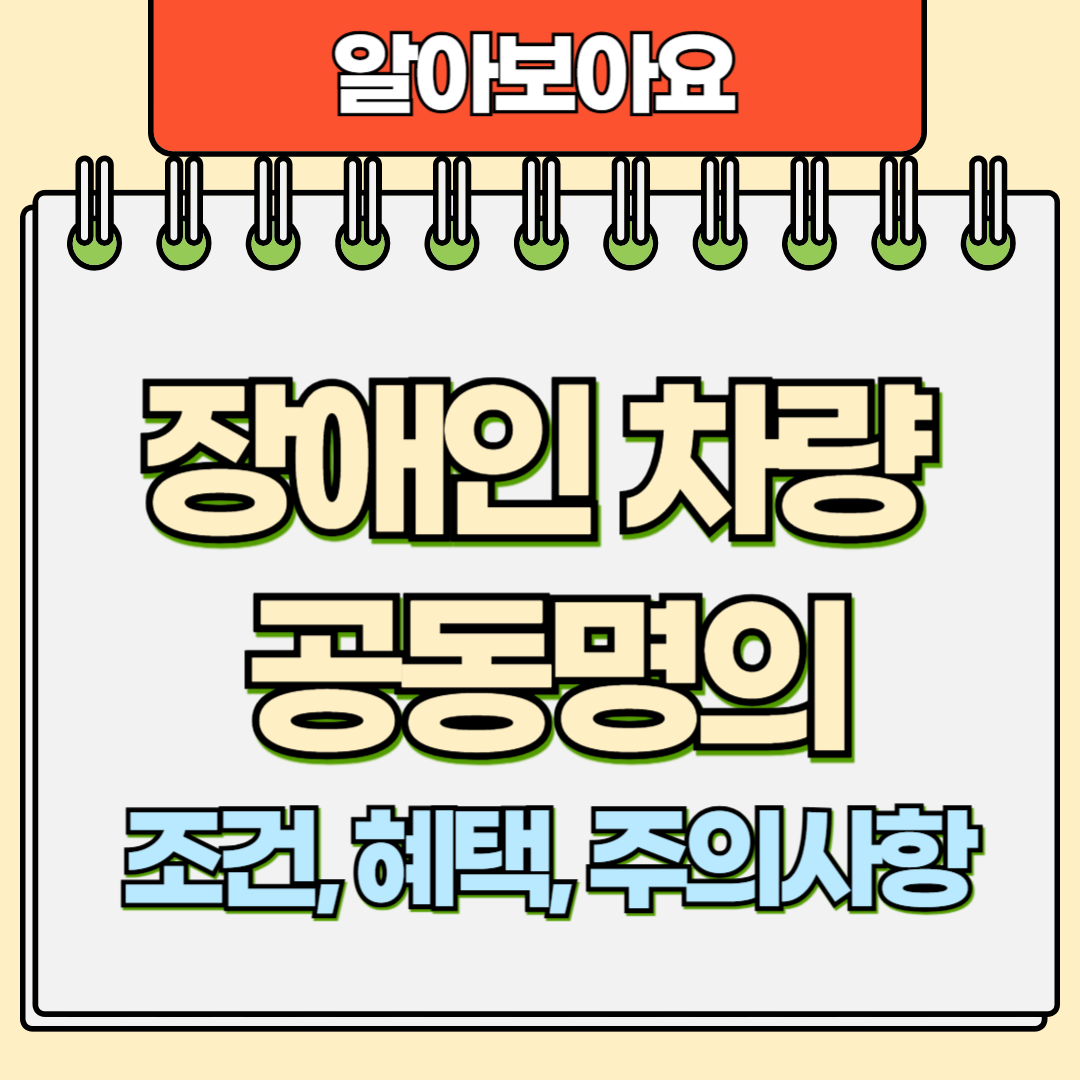 장애인 차량 공동명의 조건, 혜택, 주의사항