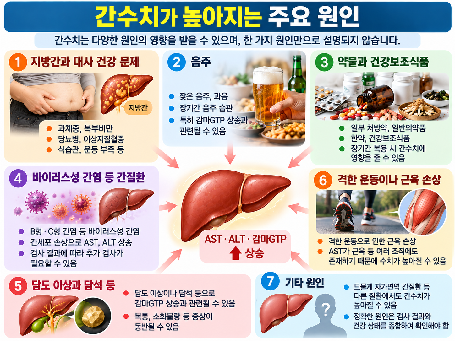 간수치 상승에 영향을 줄 수 있는 요인