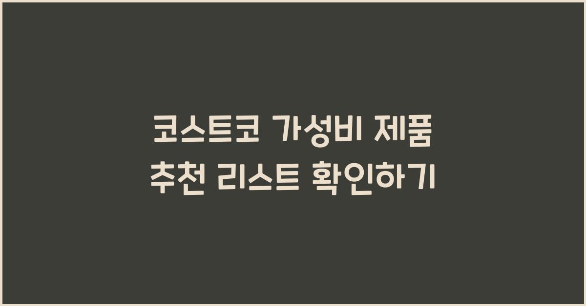 코스트코 가성비 제품