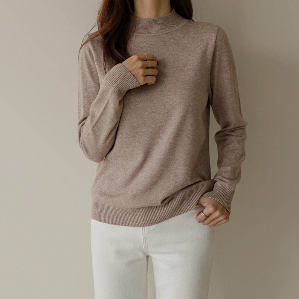 제이빈반목니트 가을 겨울 심플 데일리 반폴라 니트