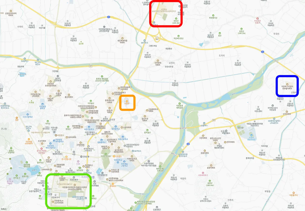 경기도-이천시-지도-신안실크밸리-이안퍼스티움-중리택지개발지구
