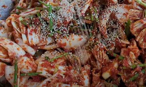 김치 양념 버무리기