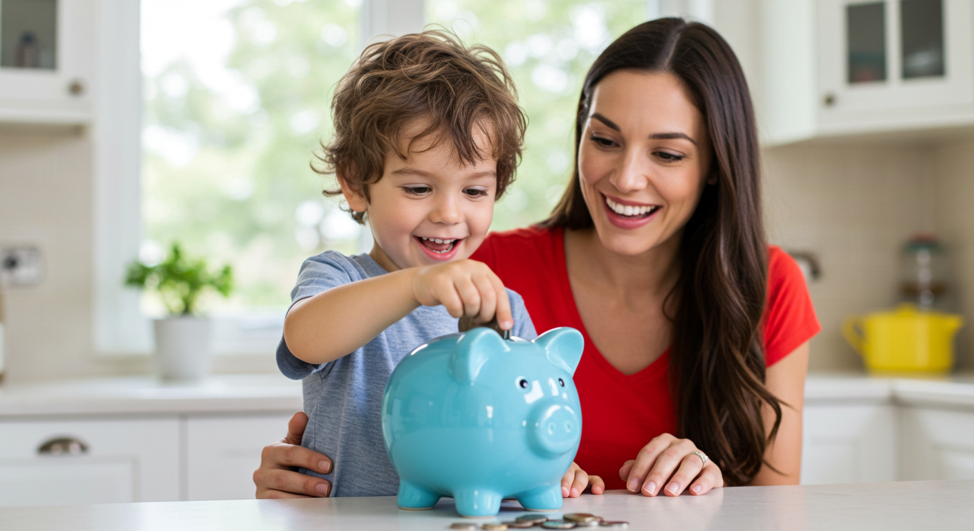 자녀와 함께하는 경제 교육 장면