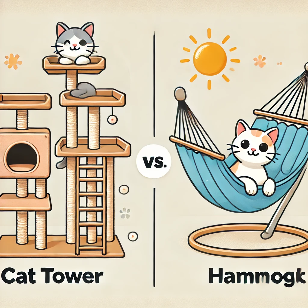 캣타워 vs 해먹 관련 이미지